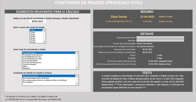 Contagem de prazos judiciais na citação